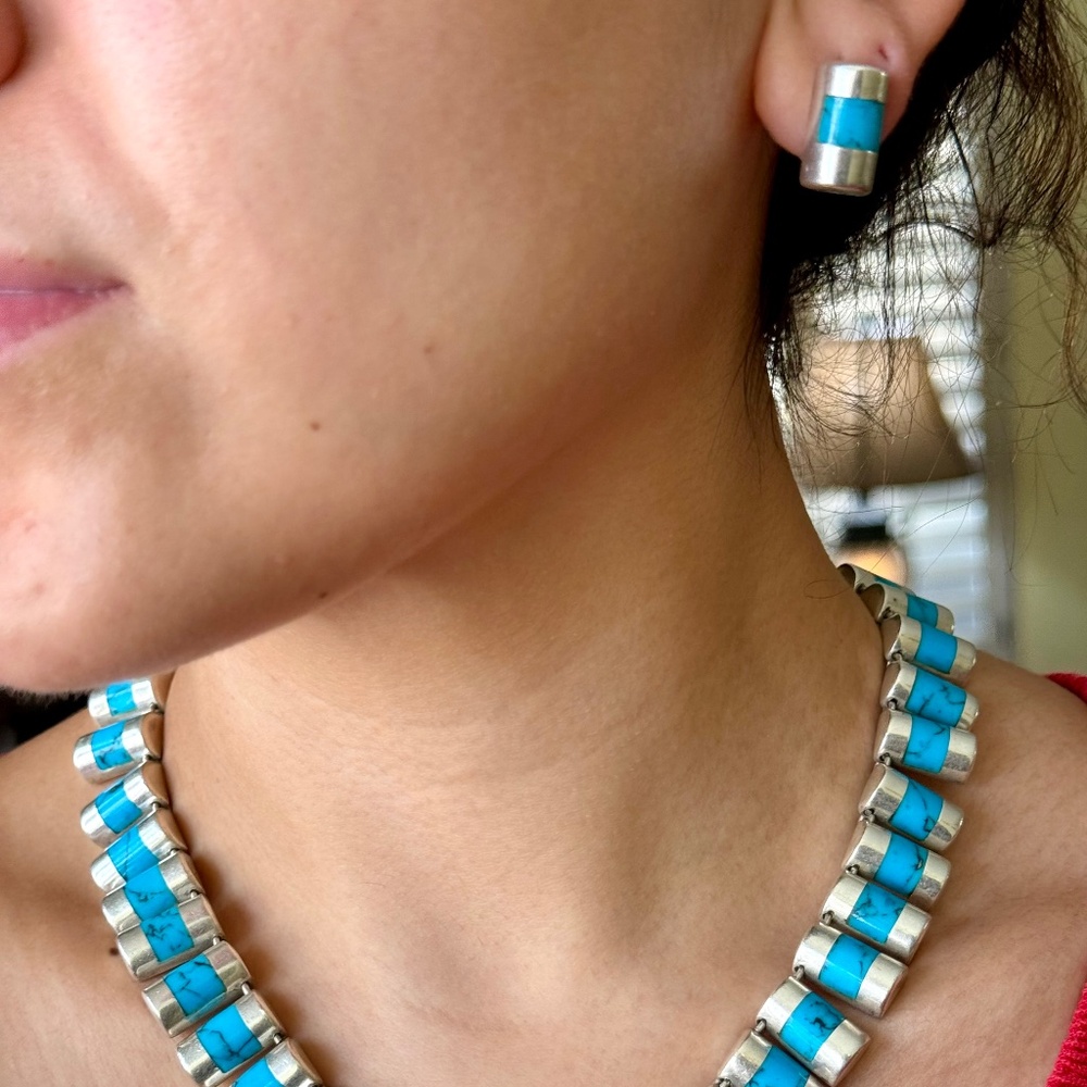 Taxco Turquoise Necklace and Earrings Set